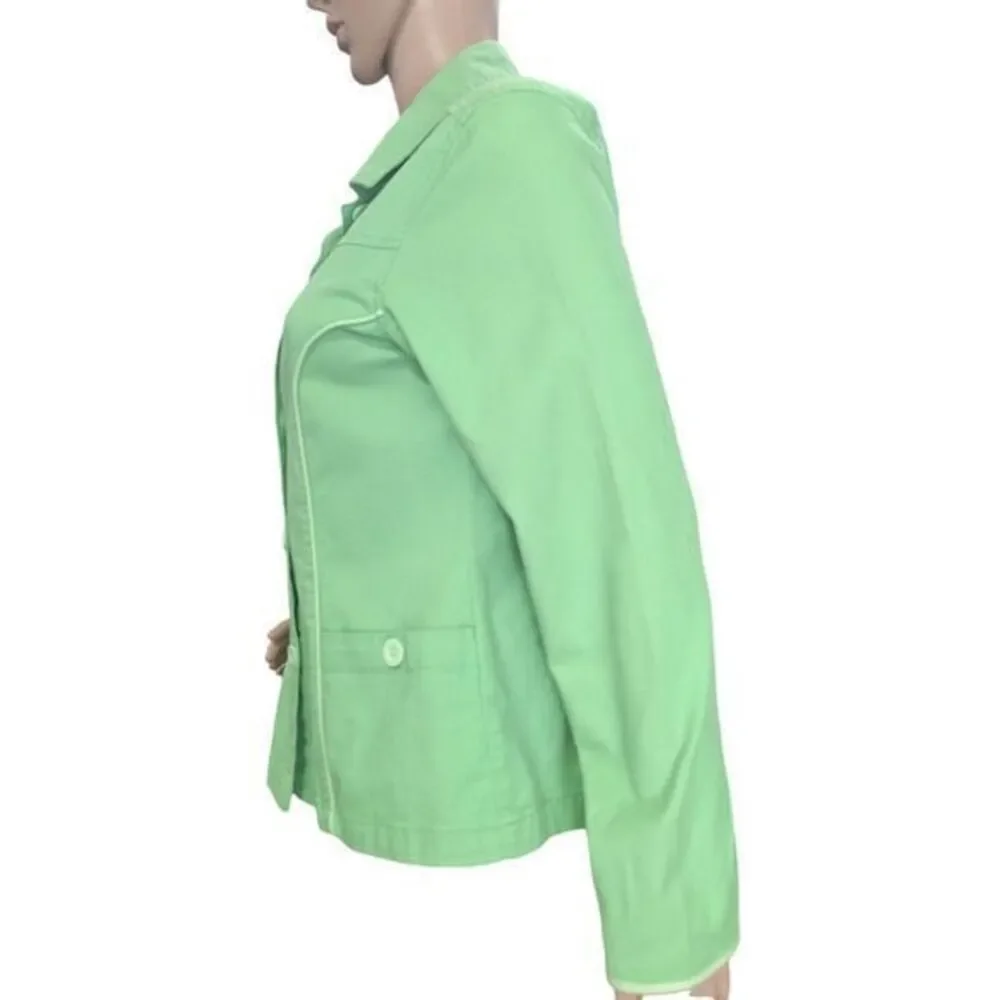 Pappagallo Jacket for Women, Green Color, Long Sleeves, Front Buttons and 2 Pock